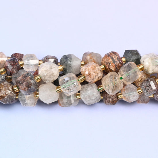 Layer Phantom Quartz Faceted Cube Beads: Size 6mm 8mm, Jewelry Making, 15 inch Strand