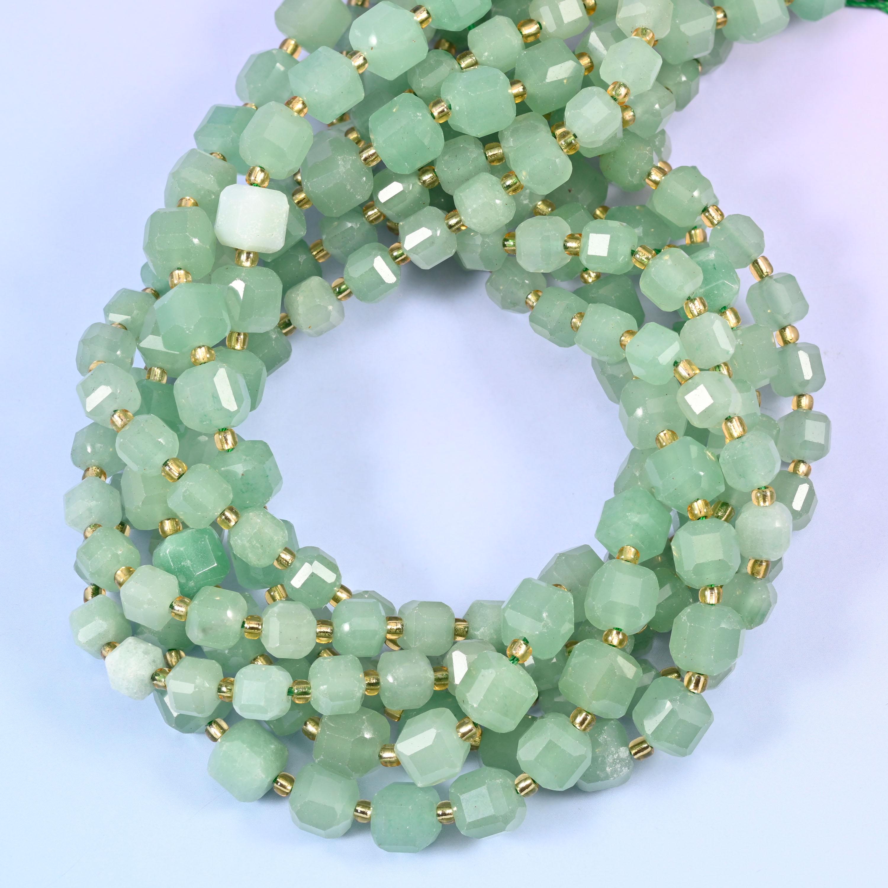 Green Aventurine Faceted Cube Beads: Size 6mm 8mm, Jewelry Making, 15 inch Strand