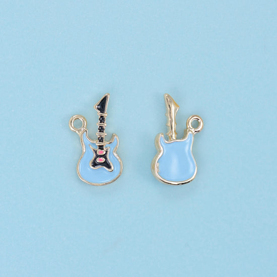 Enamel Guitar Charms: 18K Gold Filled, DIY Jewelry Making Supply