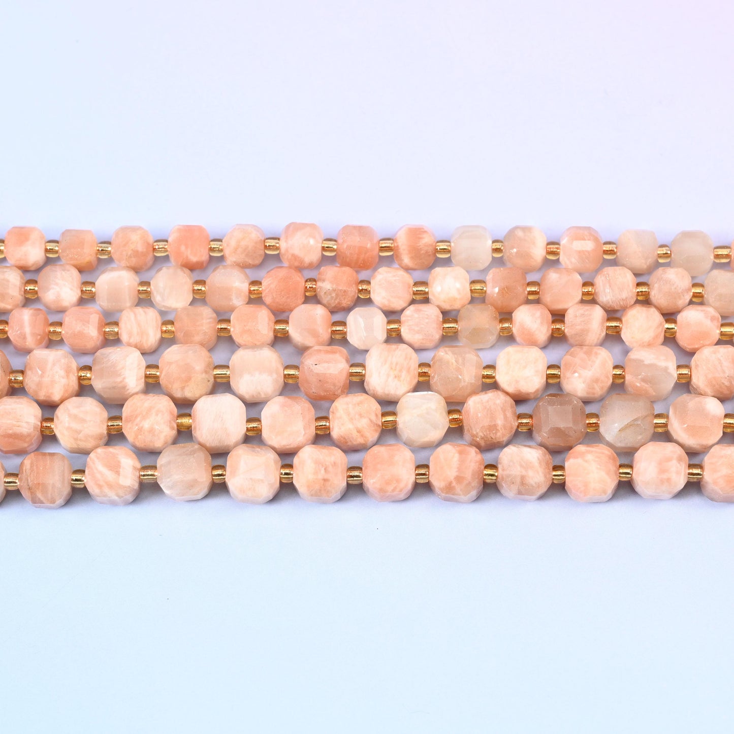 Peach Moonstone Faceted Cube Beads: Size 6mm 8mm, Jewelry Making, 15 inch Strand