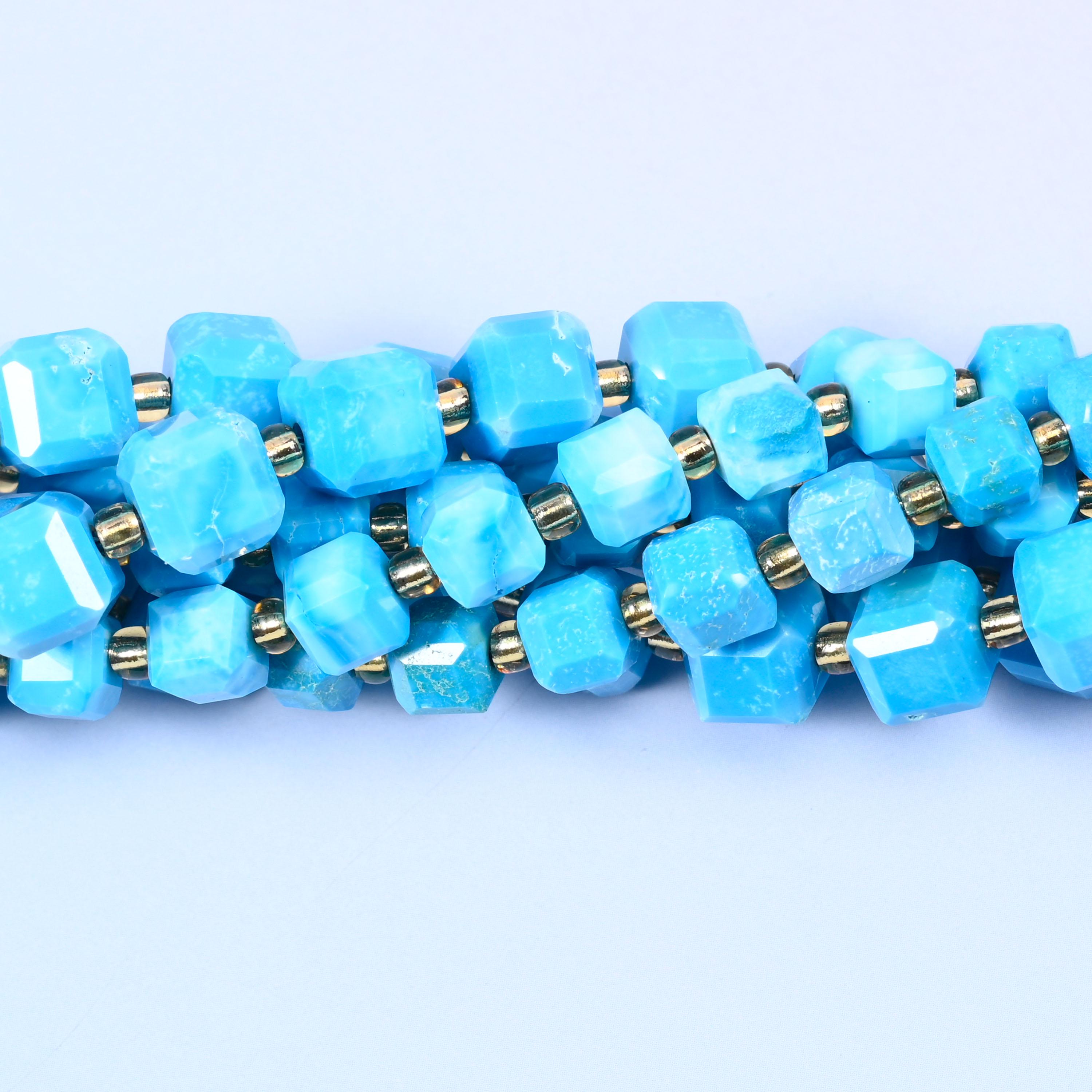 Dyed Blue Howlite Faceted Cube Beads: Size 6mm 8mm, Jewelry Making, 15 inch Strand