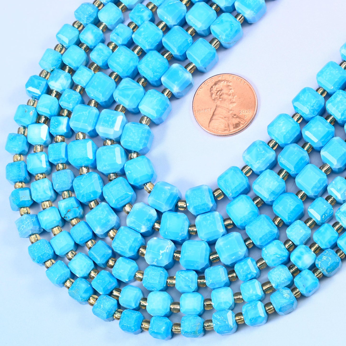 Dyed Blue Howlite Faceted Cube Beads: Size 6mm 8mm, Jewelry Making, 15 inch Strand