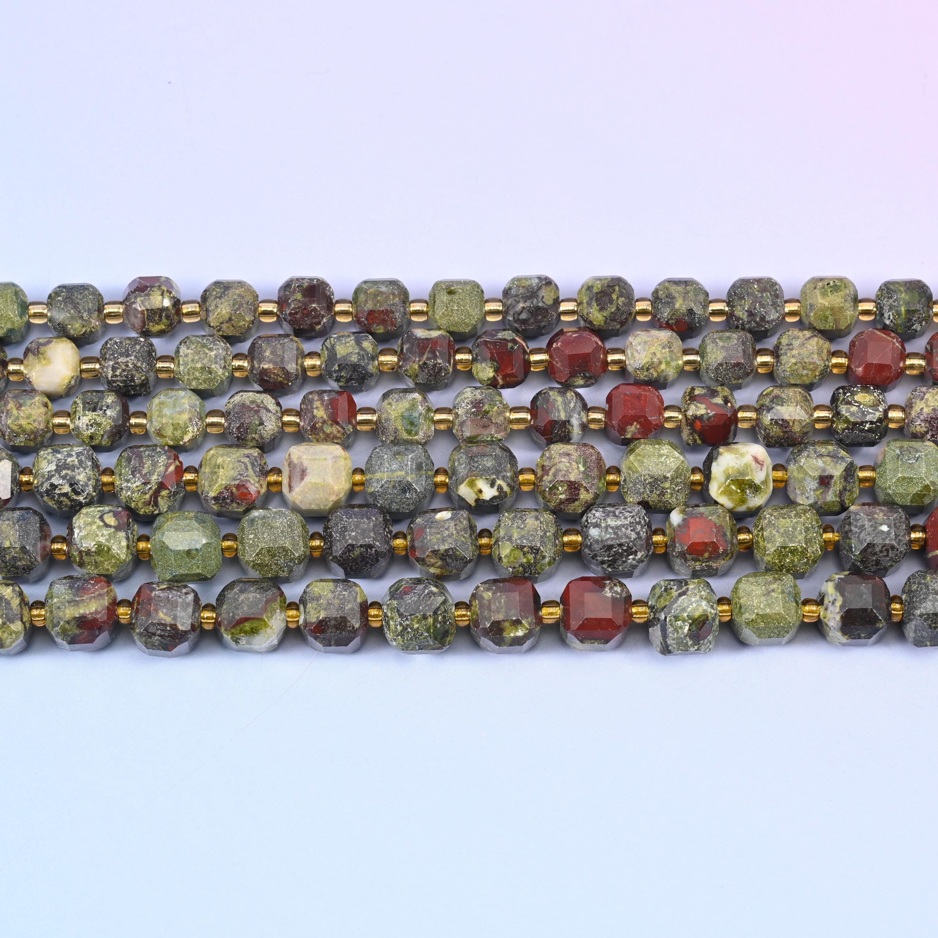 Dragon Bloodstone Faceted Cube Beads: Size 6mm 8mm, Jewelry Making, 15 inch Strand