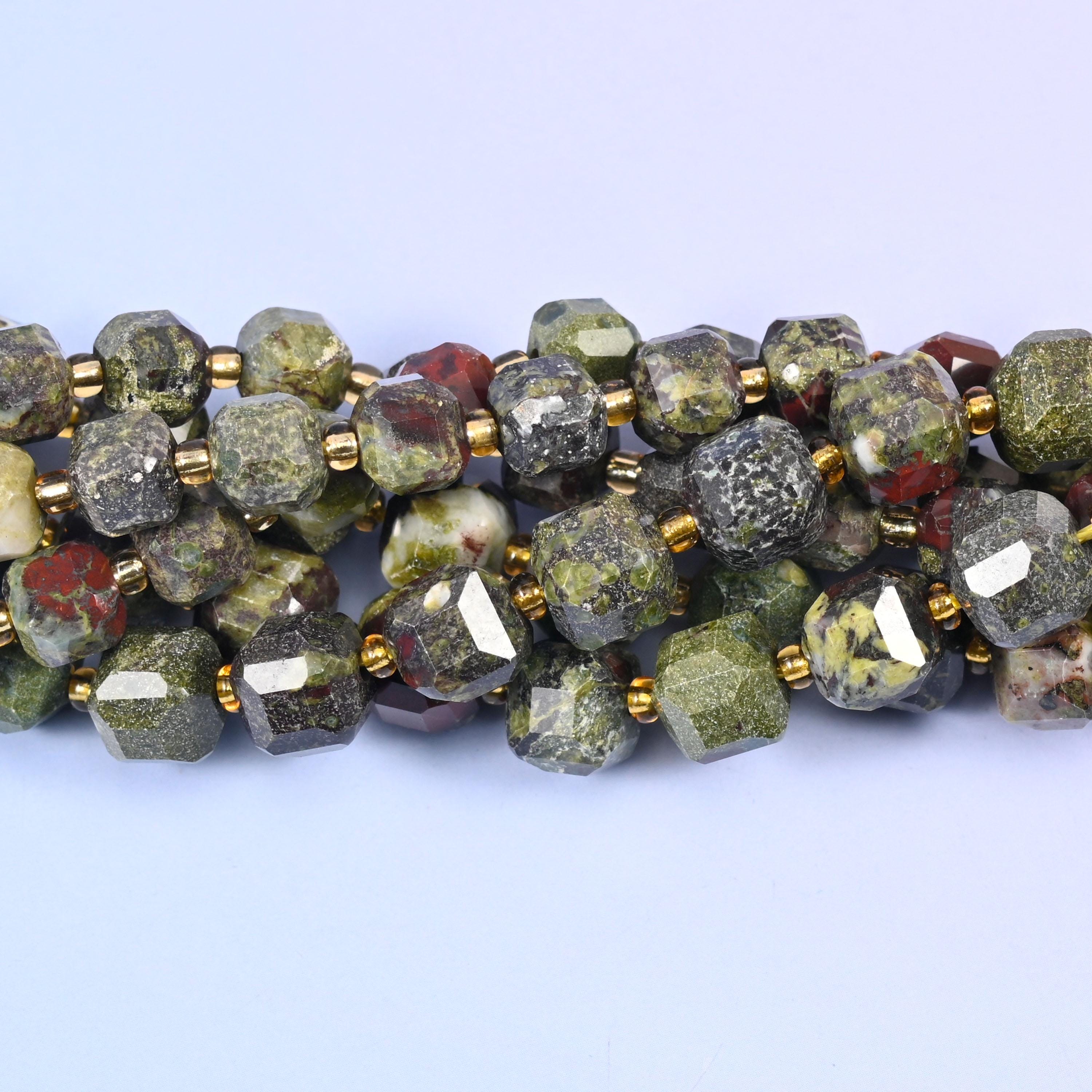 Dragon Bloodstone Faceted Cube Beads: Size 6mm 8mm, Jewelry Making, 15 inch Strand