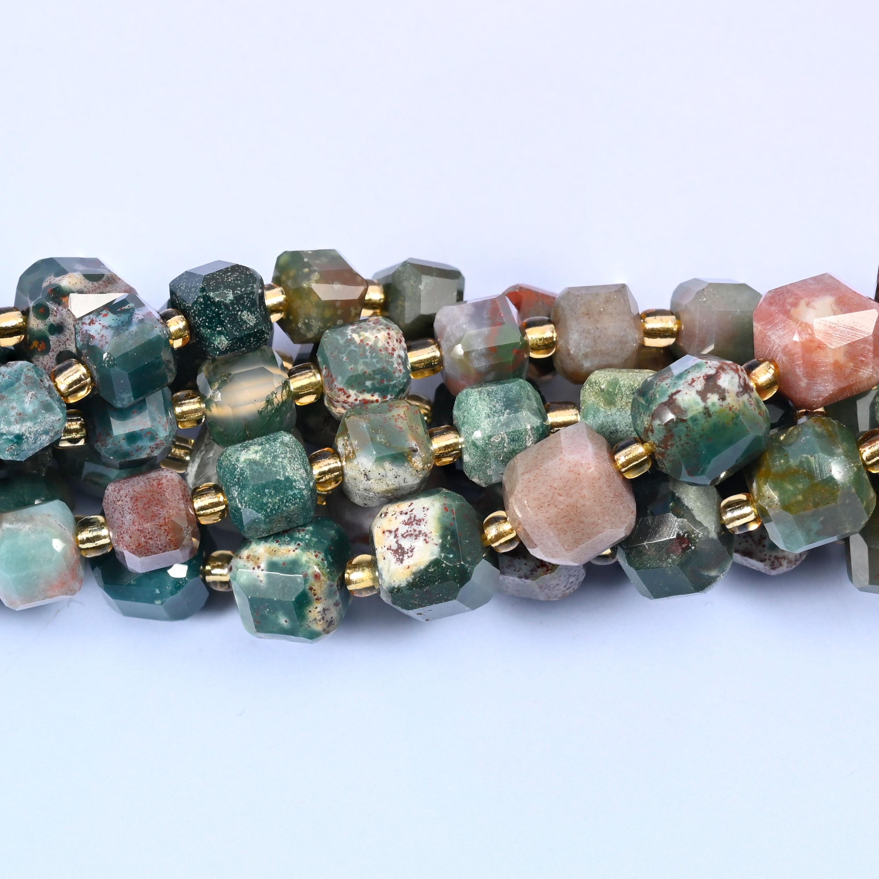Ocean Jasper Faceted Cube Beads: Size 6mm 8mm, Jewelry Making, 15 inch Strand