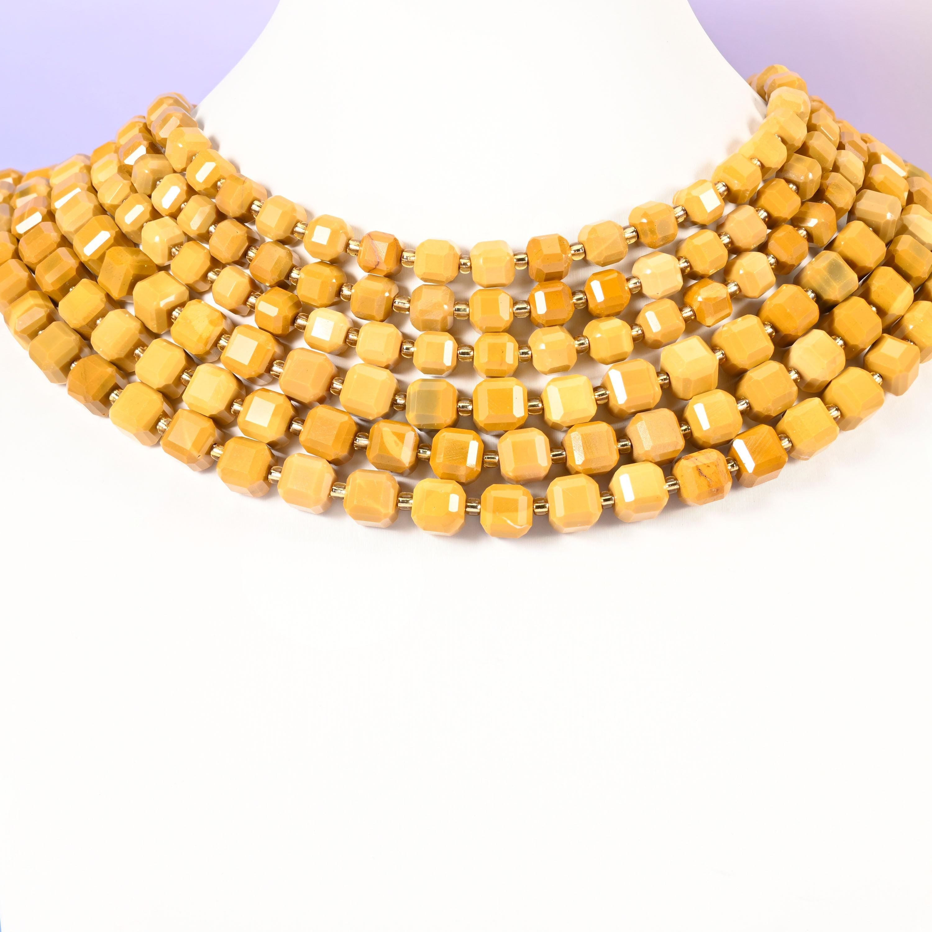 Yellow Mookaite Jasper Faceted Cube Beads: Size 6mm 8mm, Jewelry Making, 15 inch Strand