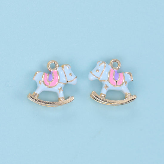 Enamel Rocking Horse Toy Charms: DIY Jewelry Making Supply