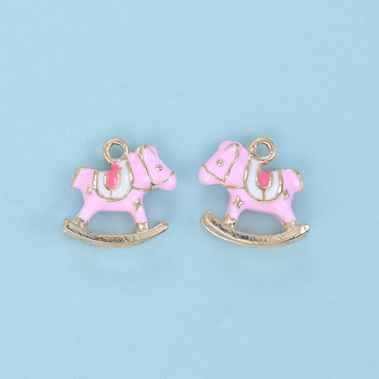 Enamel Rocking Horse Toy Charms: DIY Jewelry Making Supply