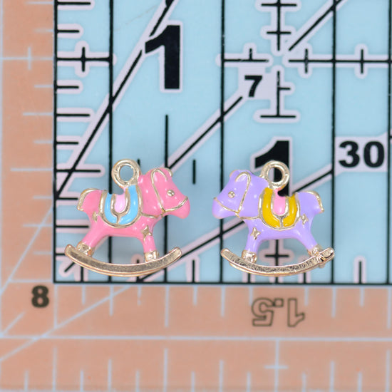 Enamel Rocking Horse Toy Charms: DIY Jewelry Making Supply