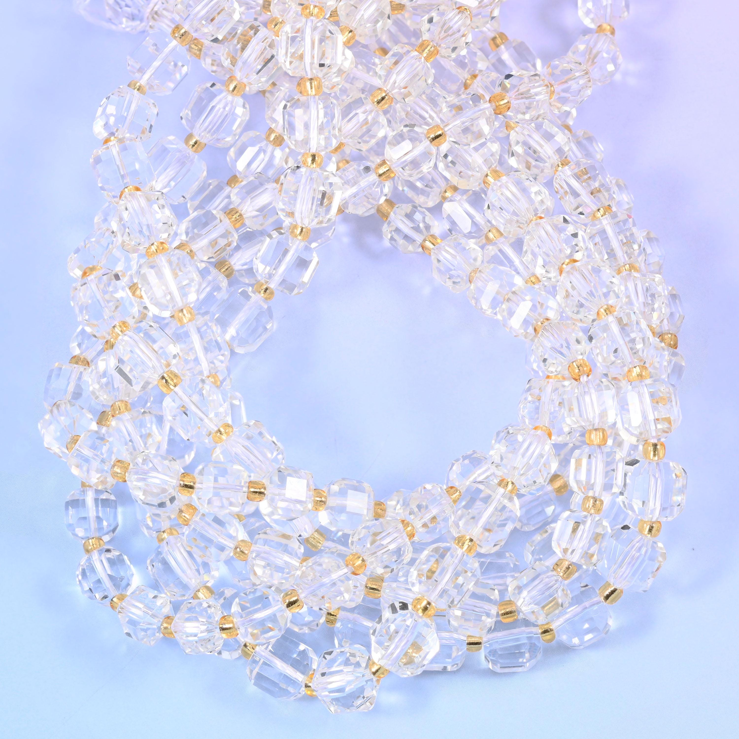 Clear Quartz Faceted Cube Beads: Size 6mm 8mm, Jewelry Making, 15 inch Strand