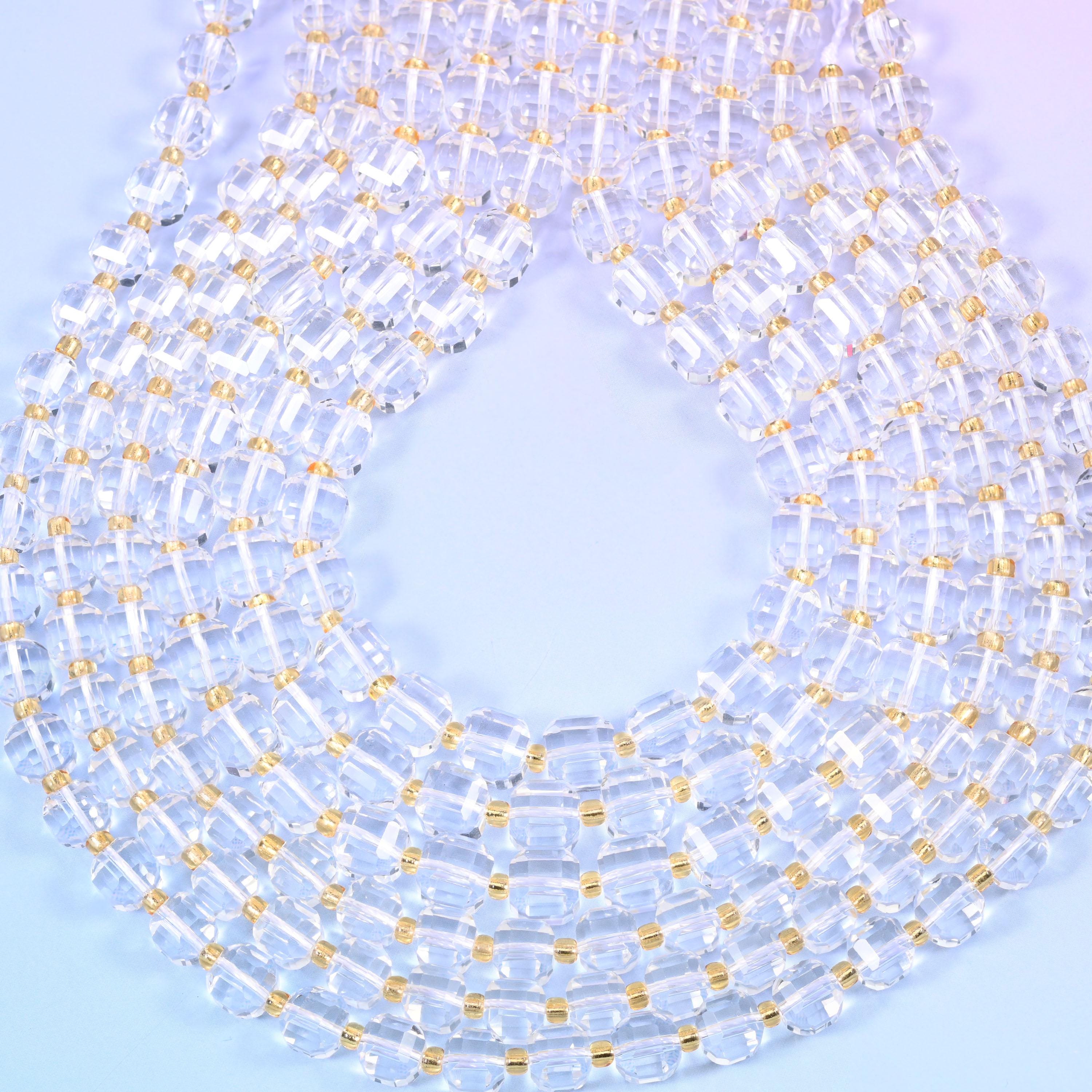 Clear Quartz Faceted Cube Beads: Size 6mm 8mm, Jewelry Making, 15 inch Strand