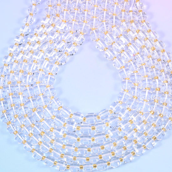Clear Quartz Faceted Cube Beads: Size 6mm 8mm, Jewelry Making, 15 inch Strand