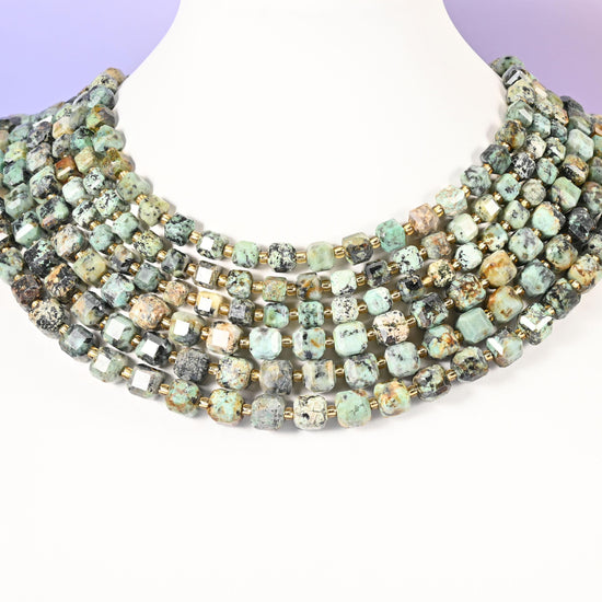 African Howlite Faceted Cube Beads: Size 6mm 8mm, Jewelry Making, 15 inch Strand