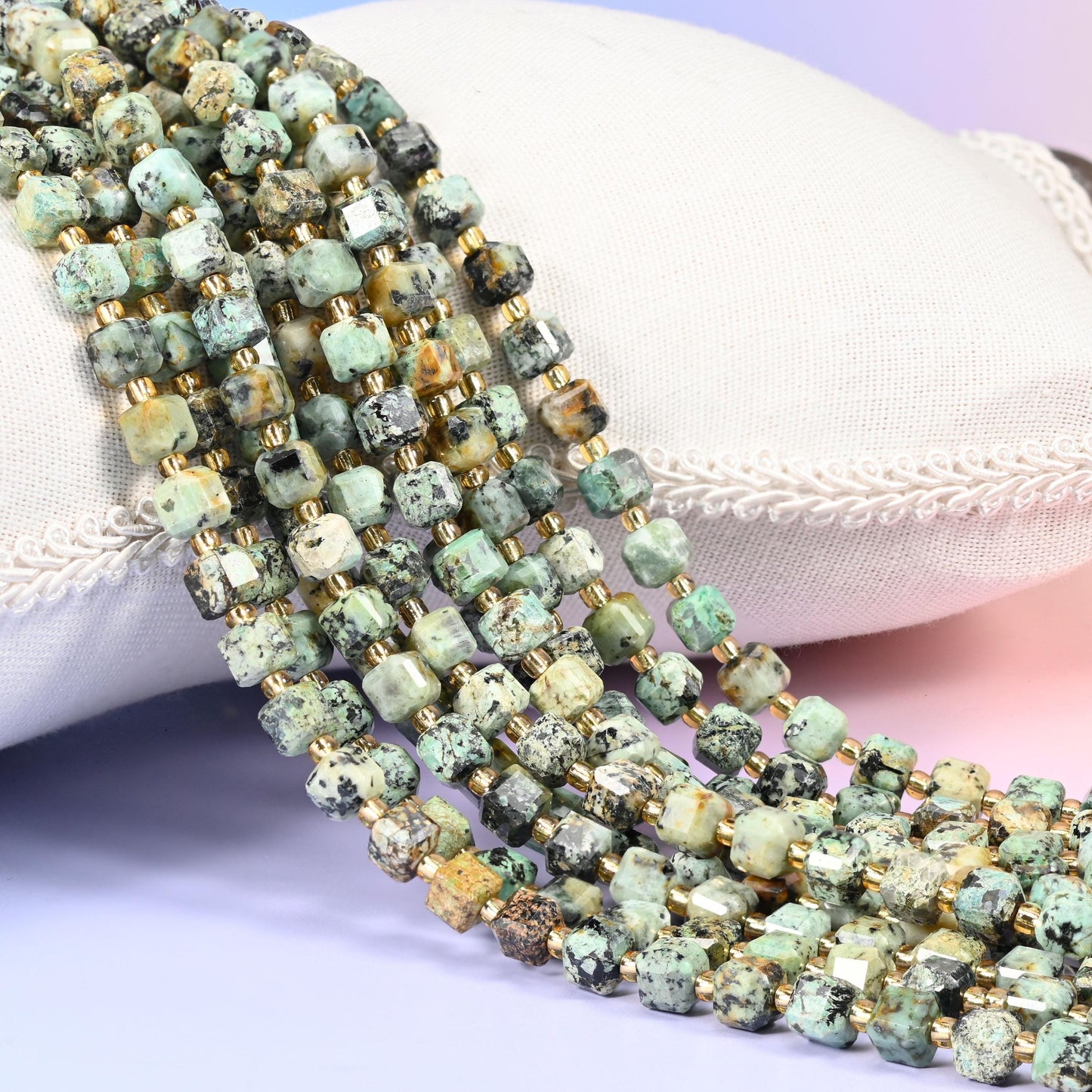 African Howlite Faceted Cube Beads: Size 6mm 8mm, Jewelry Making, 15 inch Strand