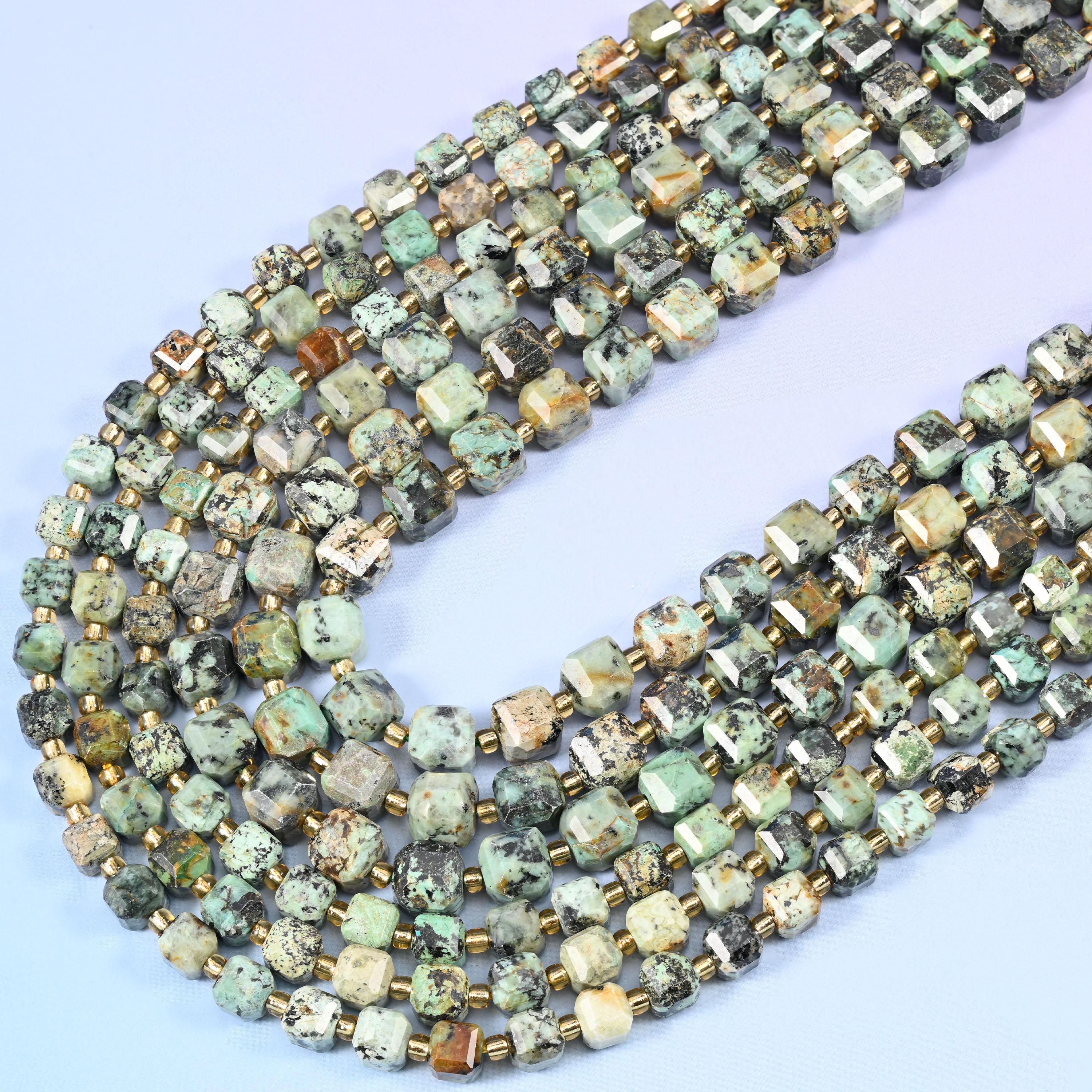 African Howlite Faceted Cube Beads: Size 6mm 8mm, Jewelry Making, 15 inch Strand