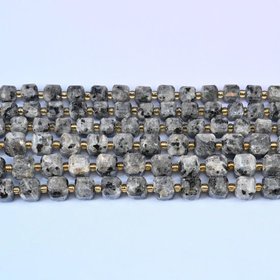 Black Labradorite Faceted Cube Beads: Size 6mm 8mm, Jewelry Making, 15 inch Strand