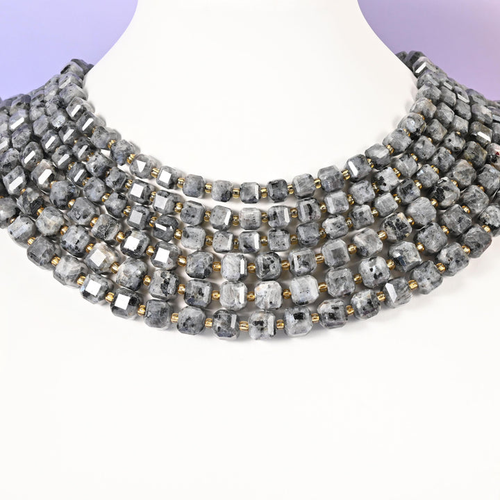 Black Labradorite Faceted Cube Beads: Size 6mm 8mm, Jewelry Making, 15 inch Strand