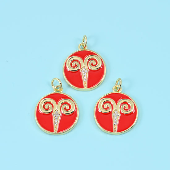 14K Gold Filled Enamel Zodiac Sign Charms: DIY Jewelry Making Supply