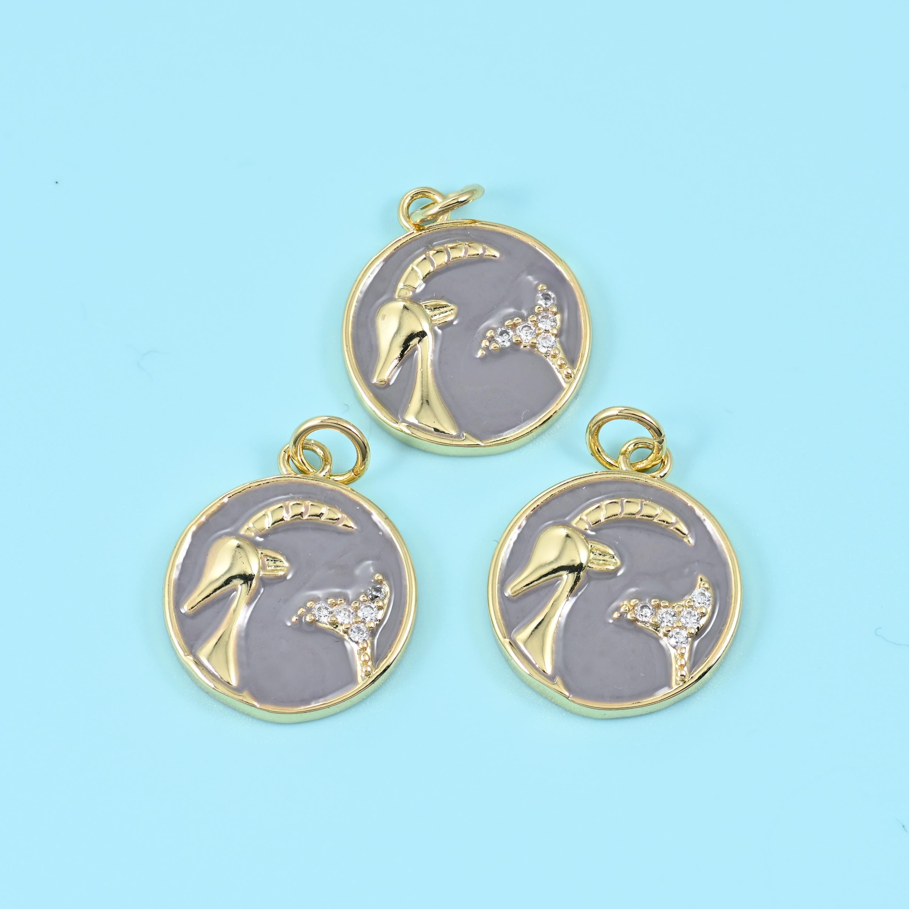 14K Gold Filled Enamel Zodiac Sign Charms: DIY Jewelry Making Supply
