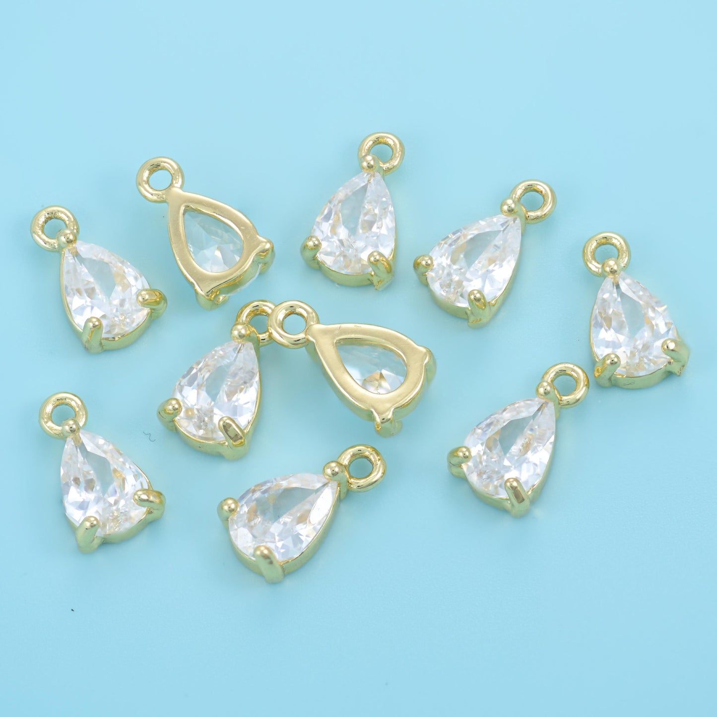 18K Gold Filled Teardrop Zircon Charms: DIY Jewelry Making Supply