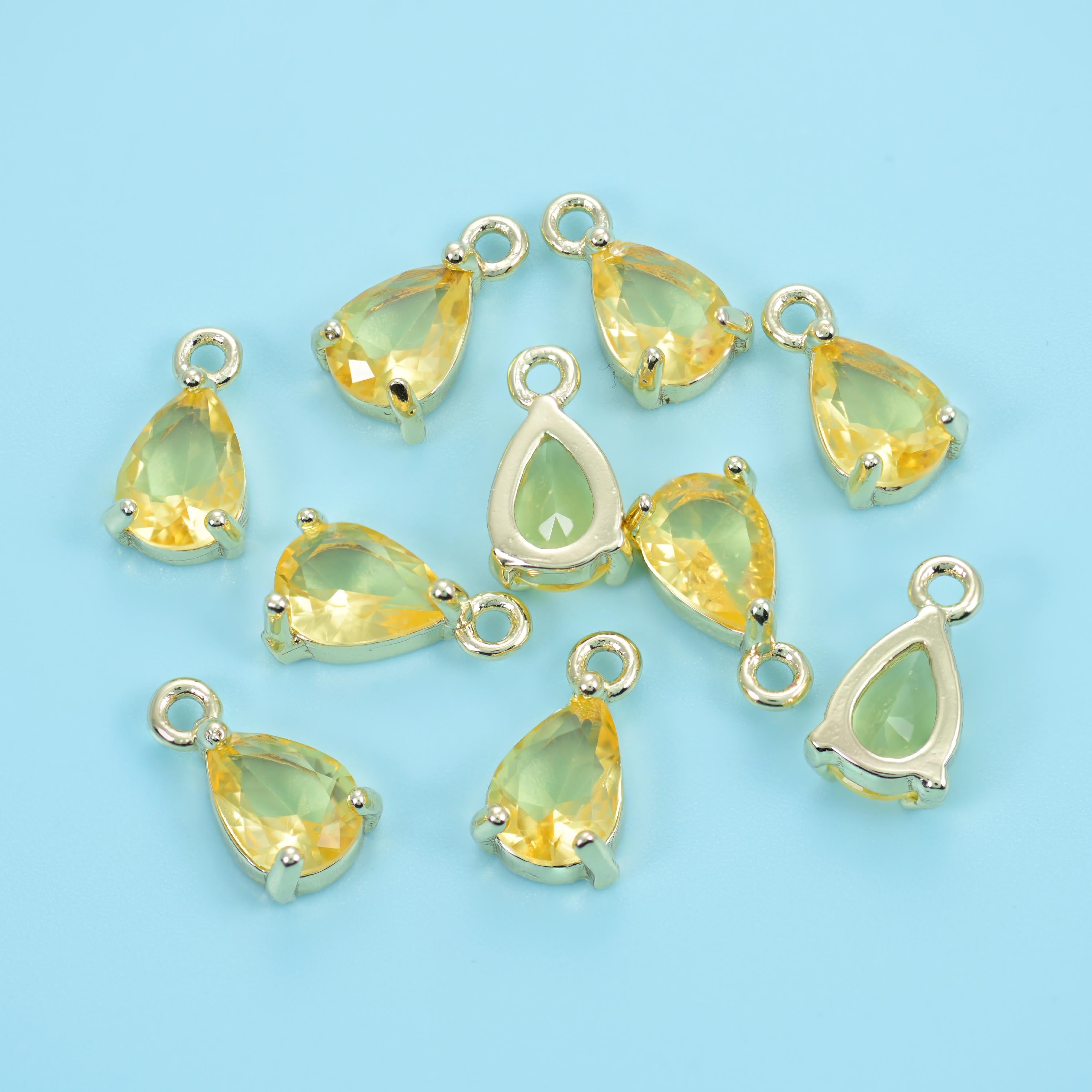 18K Gold Filled Teardrop Zircon Charms: DIY Jewelry Making Supply