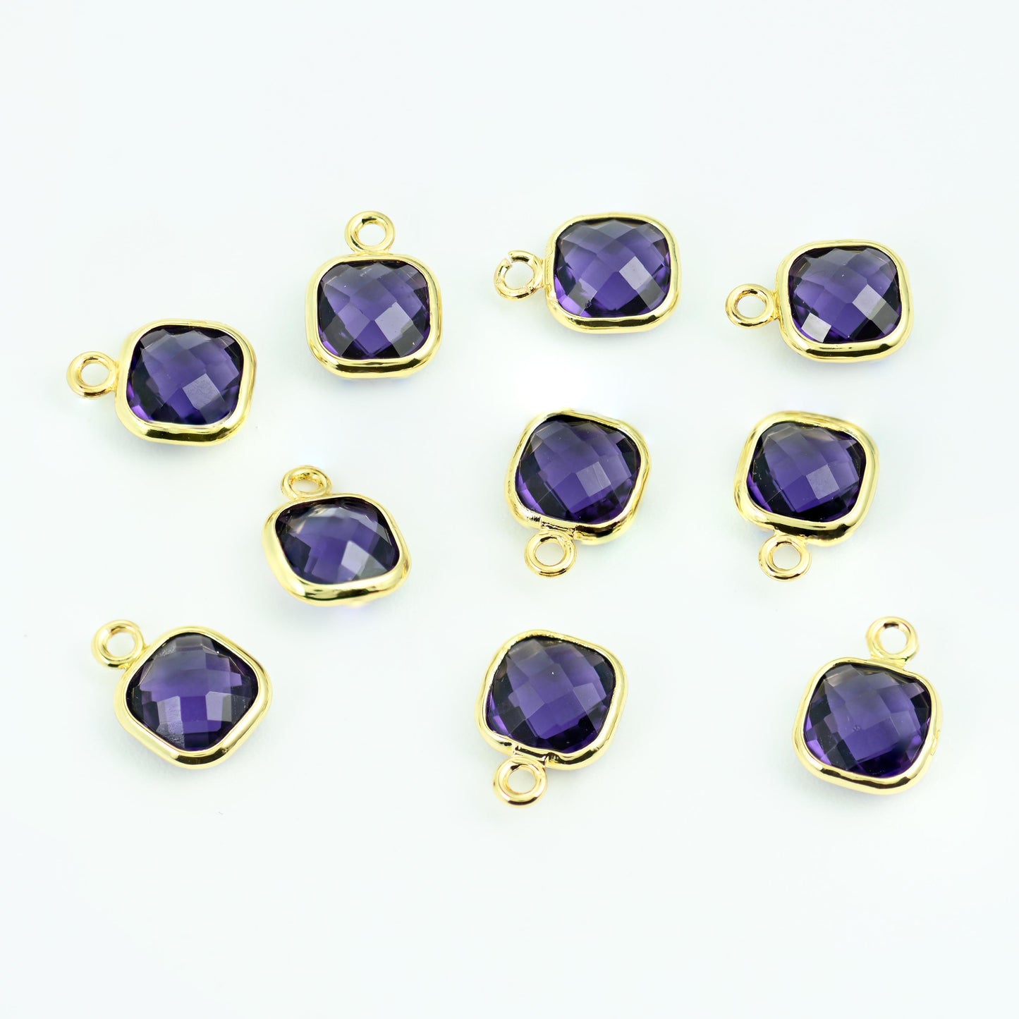 18K Gold Filled Faceted Square Zircon Charms for DIY Jewelry Making Supply