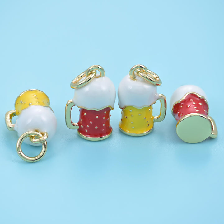 18K Gold Filled Enamel Orange Cocktail Pendants for DIY Jewelry Making Supply