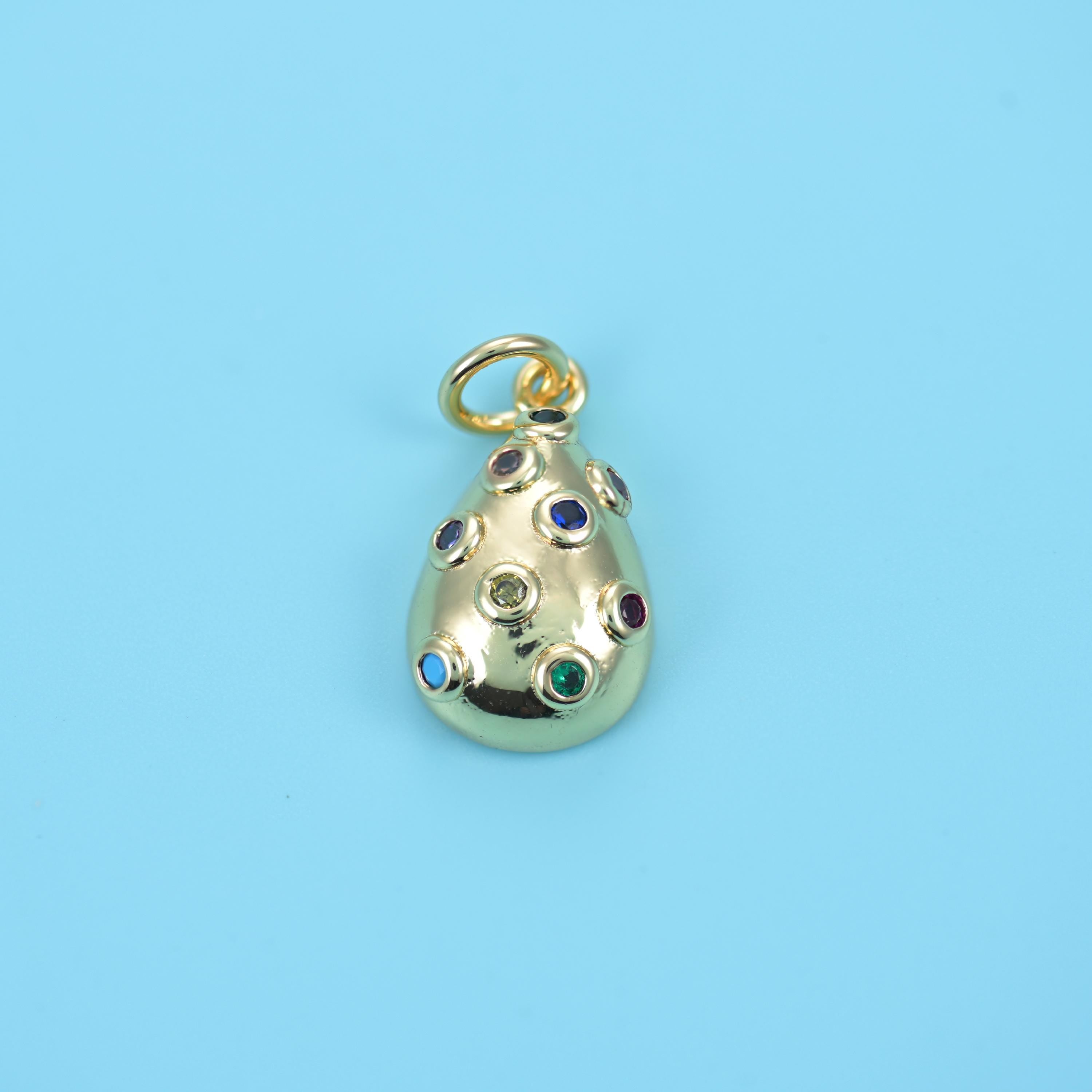 18K Gold Filled Zircon Teardrop Charms for DIY Jewelry Making Supply