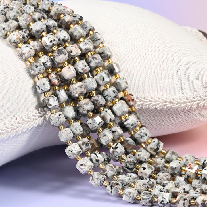 Yooperlite Faceted Cube Beads: Size 6mm 8mm, Jewelry Making, 15 inch Strand