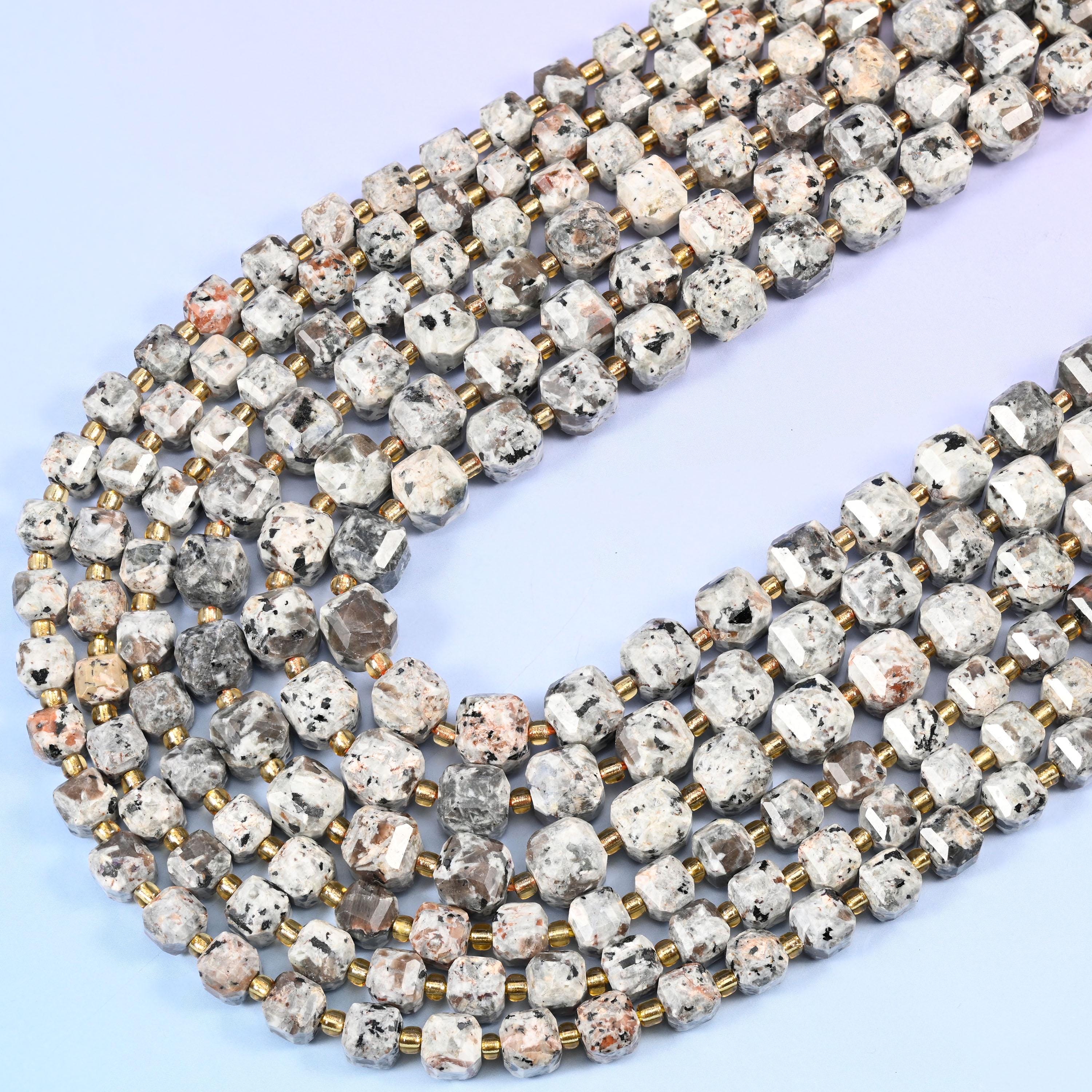 Yooperlite Faceted Cube Beads: Size 6mm 8mm, Jewelry Making, 15 inch Strand