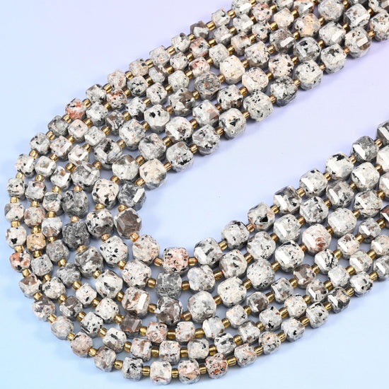 Yooperlite Faceted Cube Beads: Size 6mm 8mm, Jewelry Making, 15 inch Strand