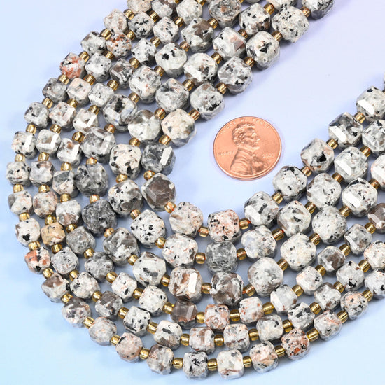 Yooperlite Faceted Cube Beads: Size 6mm 8mm, Jewelry Making, 15 inch Strand