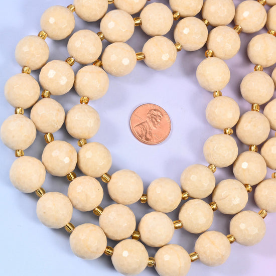 Fossil Jasper Faceted Round Beads Size 16mm Jewelry Making 15 Inch Strand