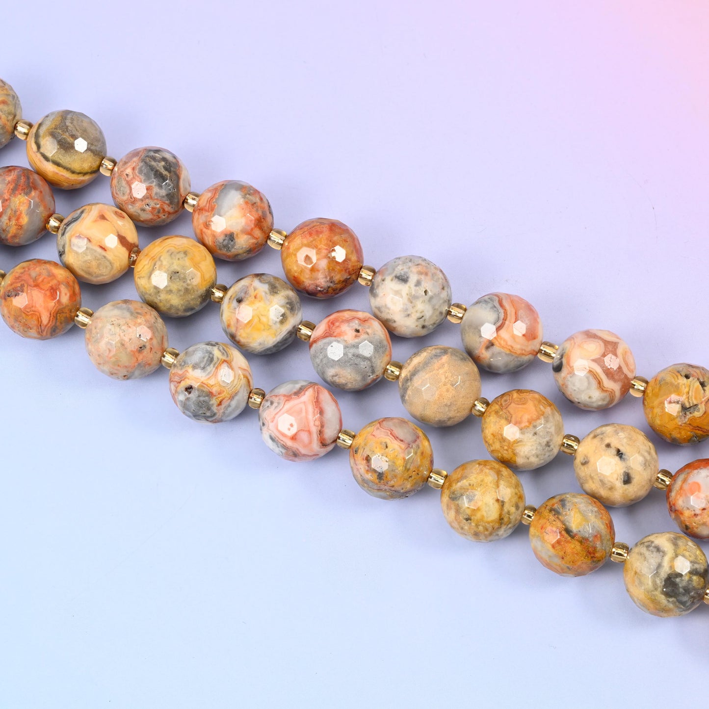 Crazy Agate Faceted Round Beads Size 16mm Jewelry Making 15 Inch Strand