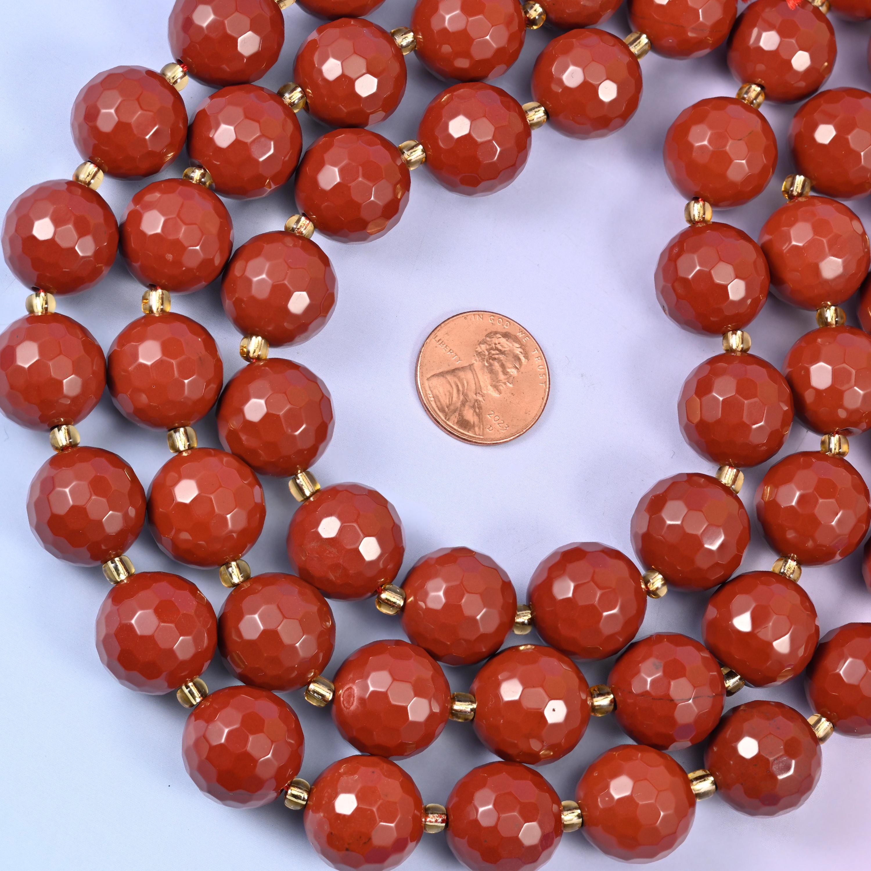 Red Jasper Faceted Round Beads Size 16mm Jewelry Making 15 Inch Strand