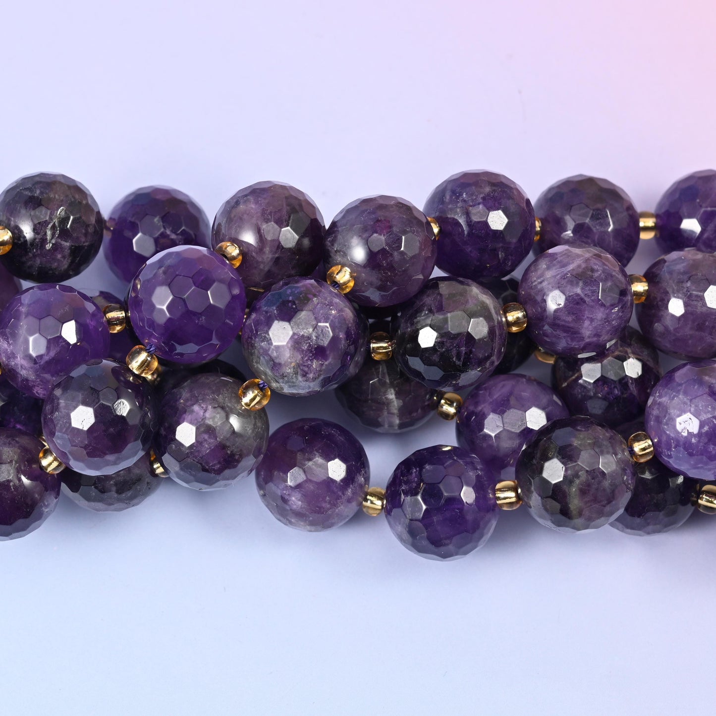 Amethyst Faceted Round Beads Size 16mm Jewelry Making 15 Inch Strand