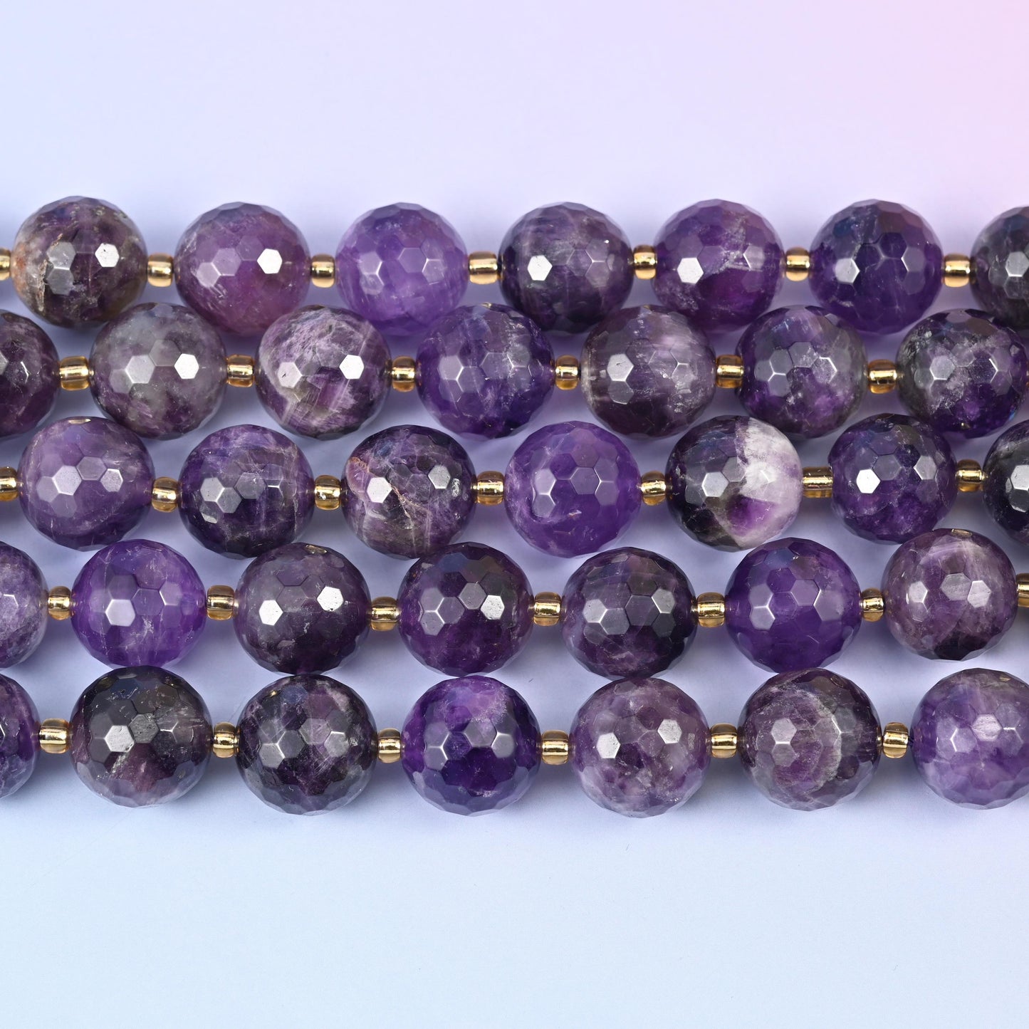 Amethyst Faceted Round Beads Size 16mm Jewelry Making 15 Inch Strand