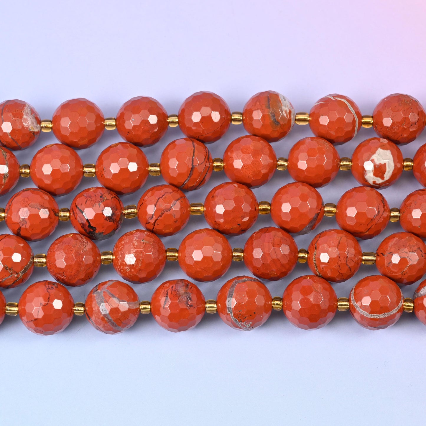 Flower Red Jasper Faceted Round Beads Size 16mm Jewelry Making 15 Inch Strand