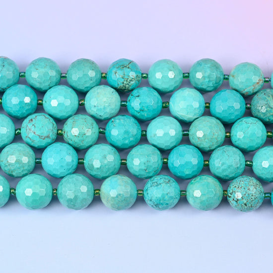 Green Howlite Faceted Round Beads Size 16mm Jewelry Making 15 Inch Strand