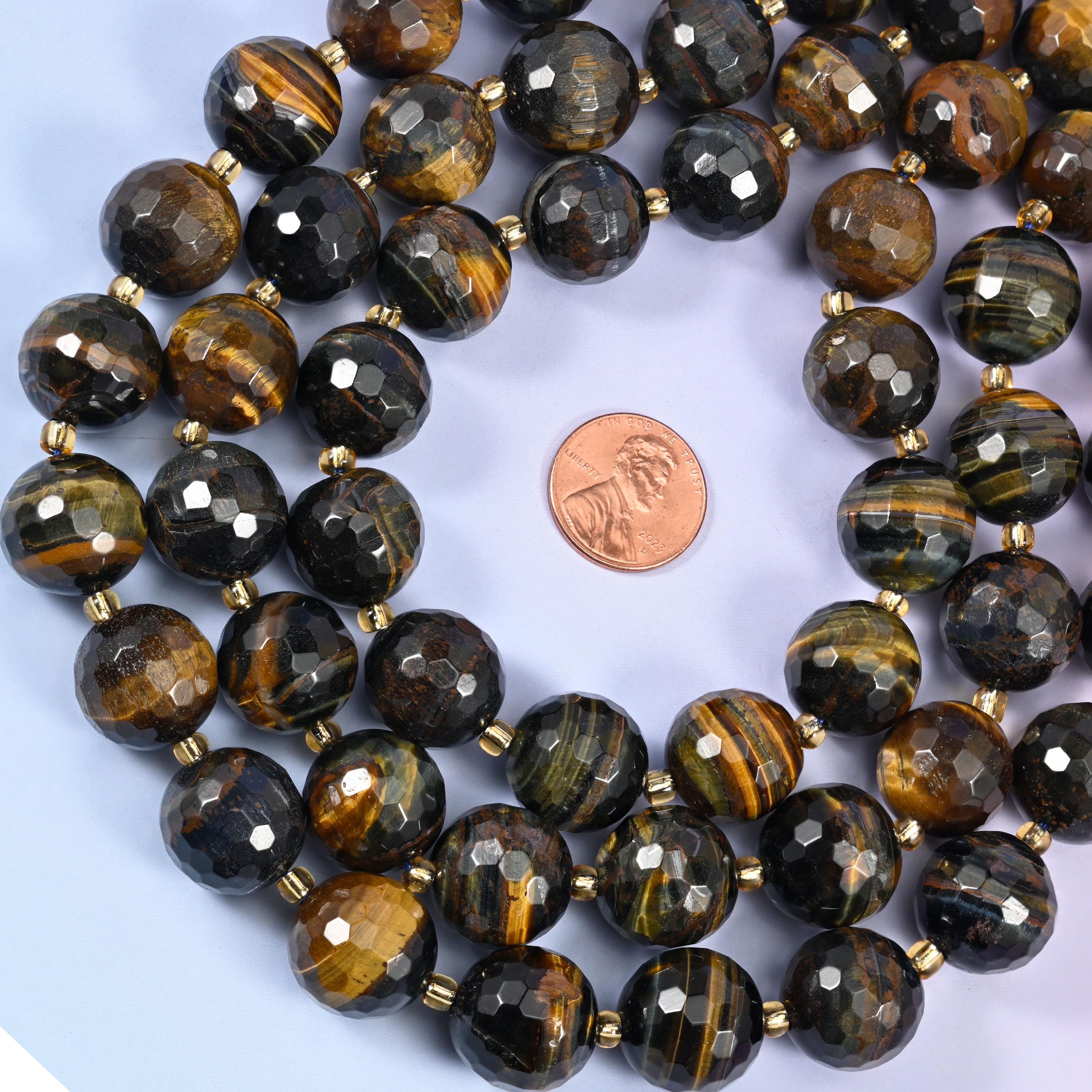 Iron Tiger Eye Faceted Round Beads Size 16mm Jewelry Making 15 Inch Strand