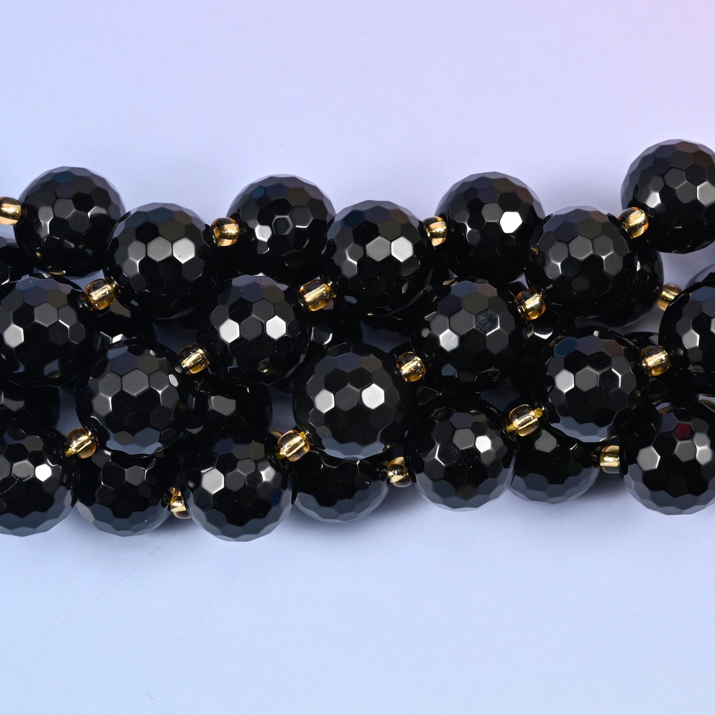 Black Onyx Faceted Round Beads Size 16mm Jewelry Making 15 Inch Strand