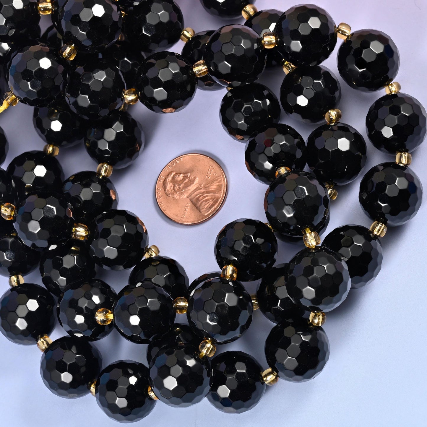 Black Onyx Faceted Round Beads Size 16mm Jewelry Making 15 Inch Strand