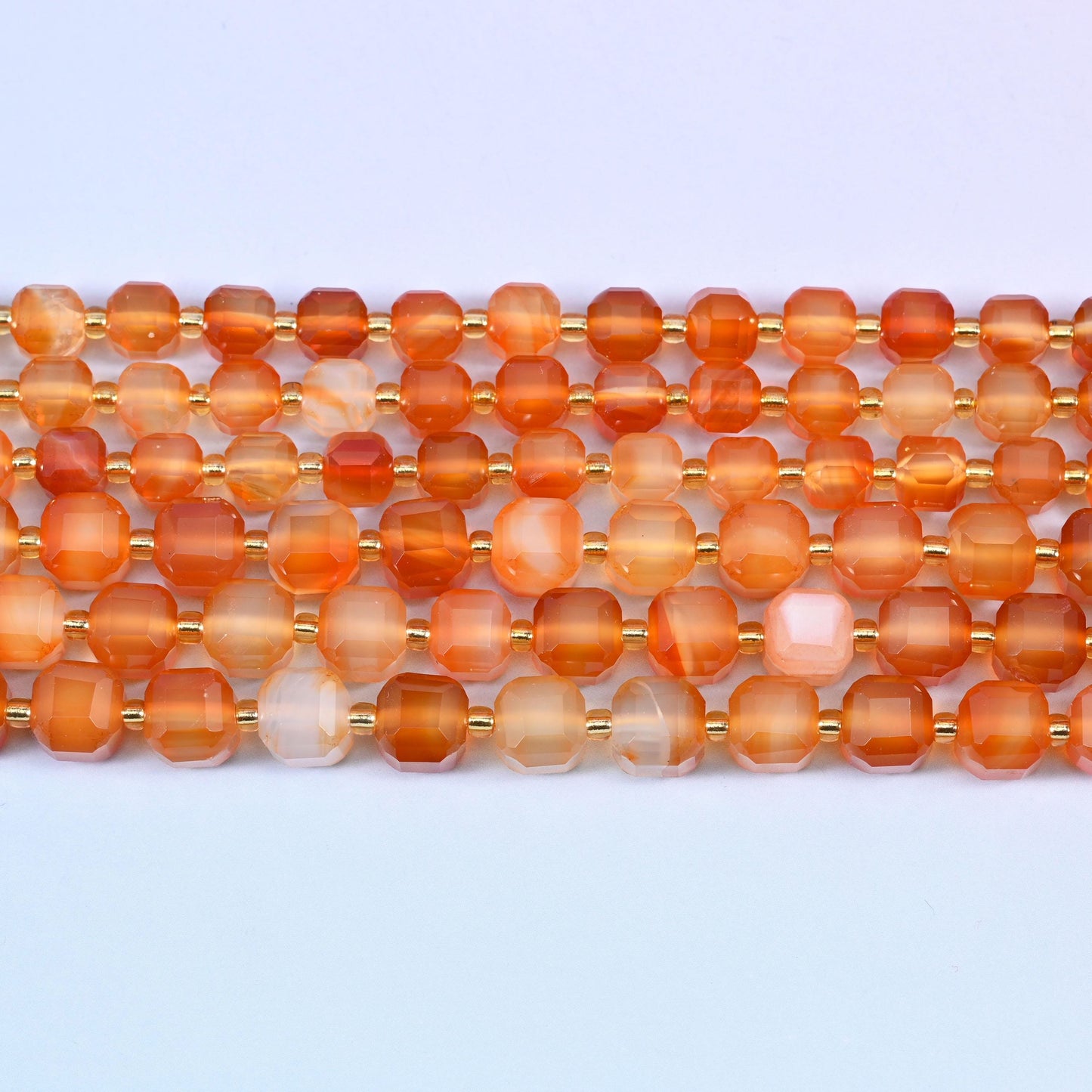 Orange Carnelian Faceted Cube Beads: Size 6mm 8mm, Jewelry Making, 15 inch Strand