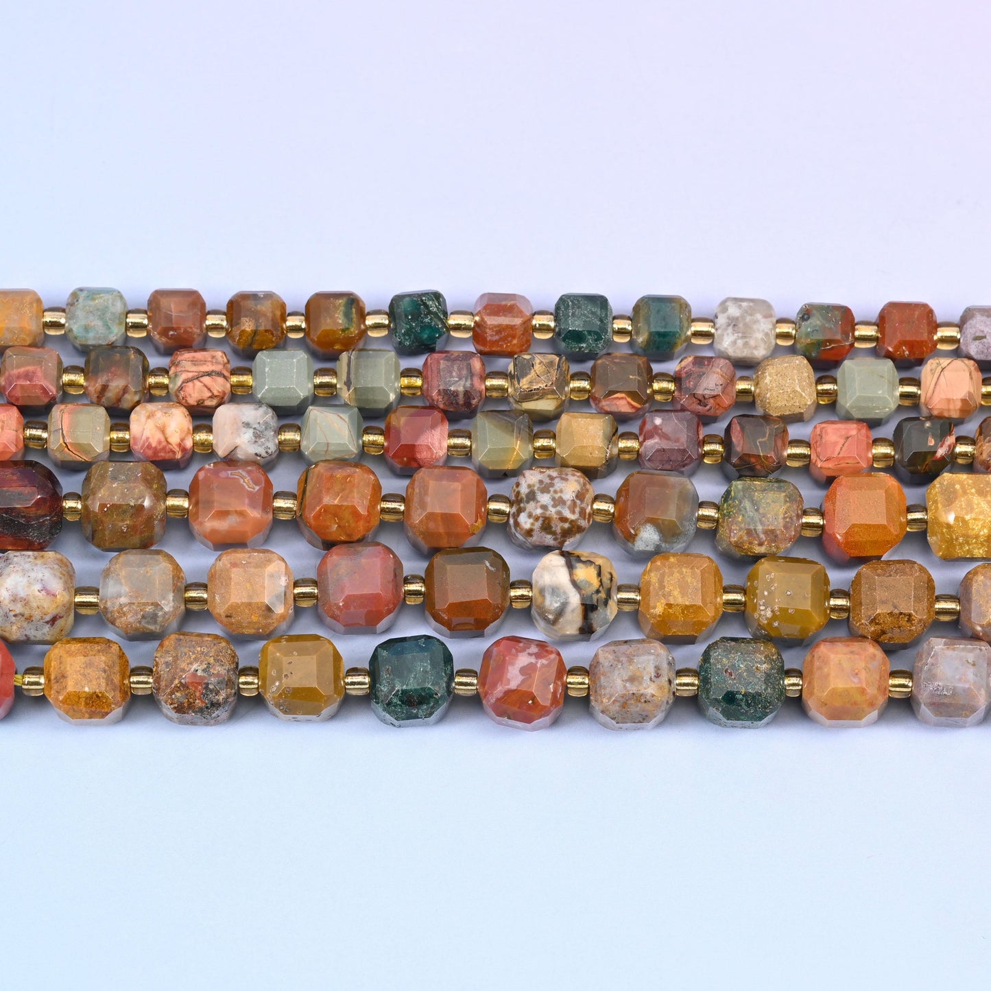 Ocean Agate Faceted Cube Beads: Size 6mm 8mm, Jewelry Making, 15 inch Strand