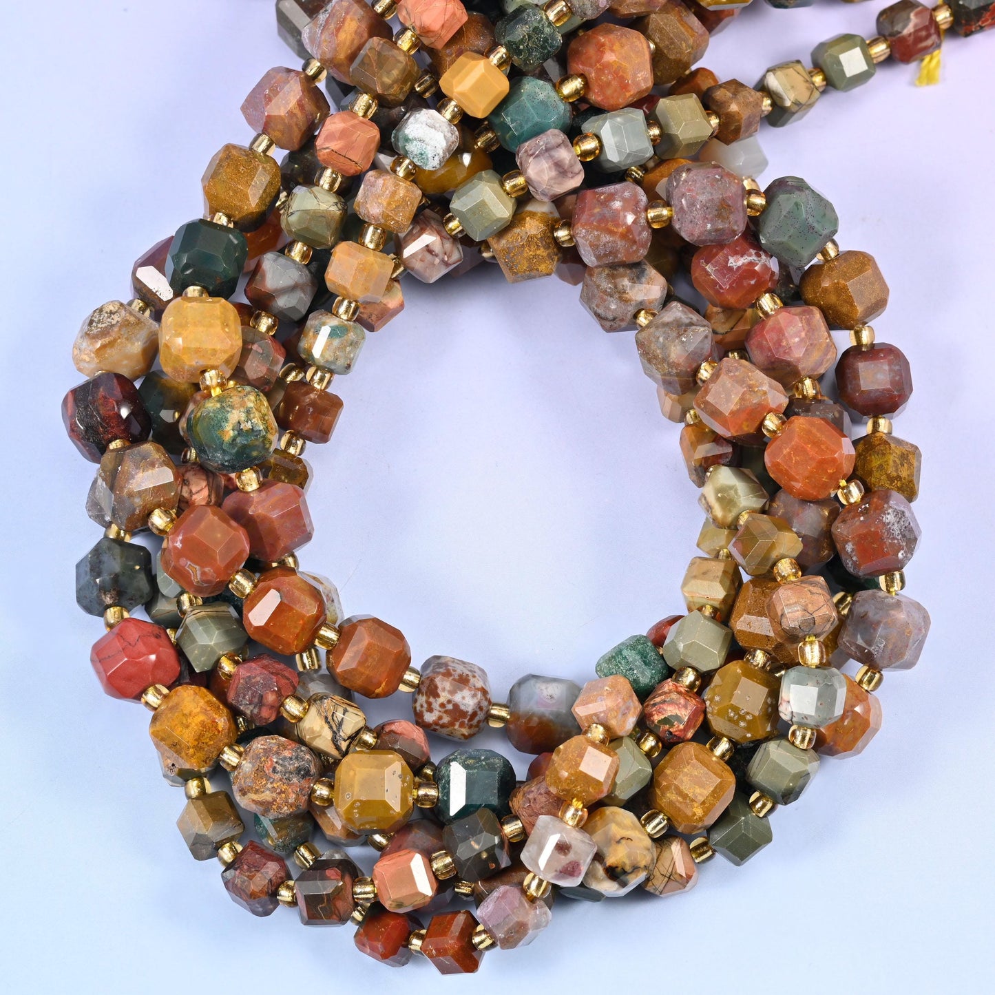 Ocean Agate Faceted Cube Beads: Size 6mm 8mm, Jewelry Making, 15 inch Strand