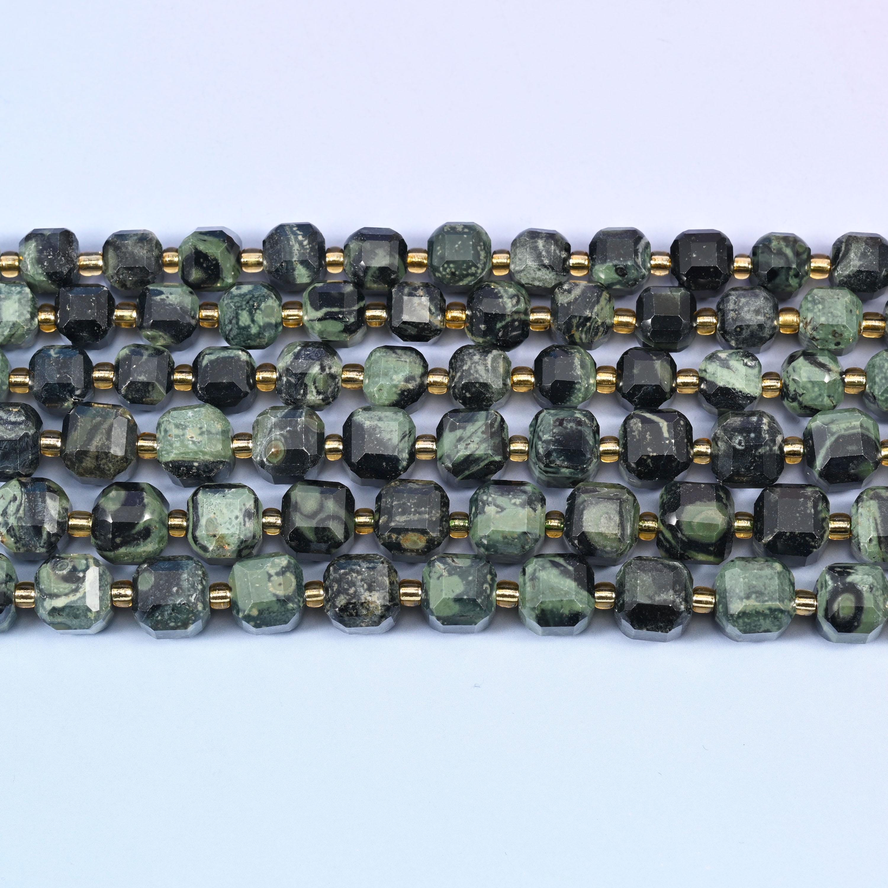 Kambaba Jasper Faceted Cube Beads: Size 6mm 8mm, Jewelry Making, 15 inch Strand