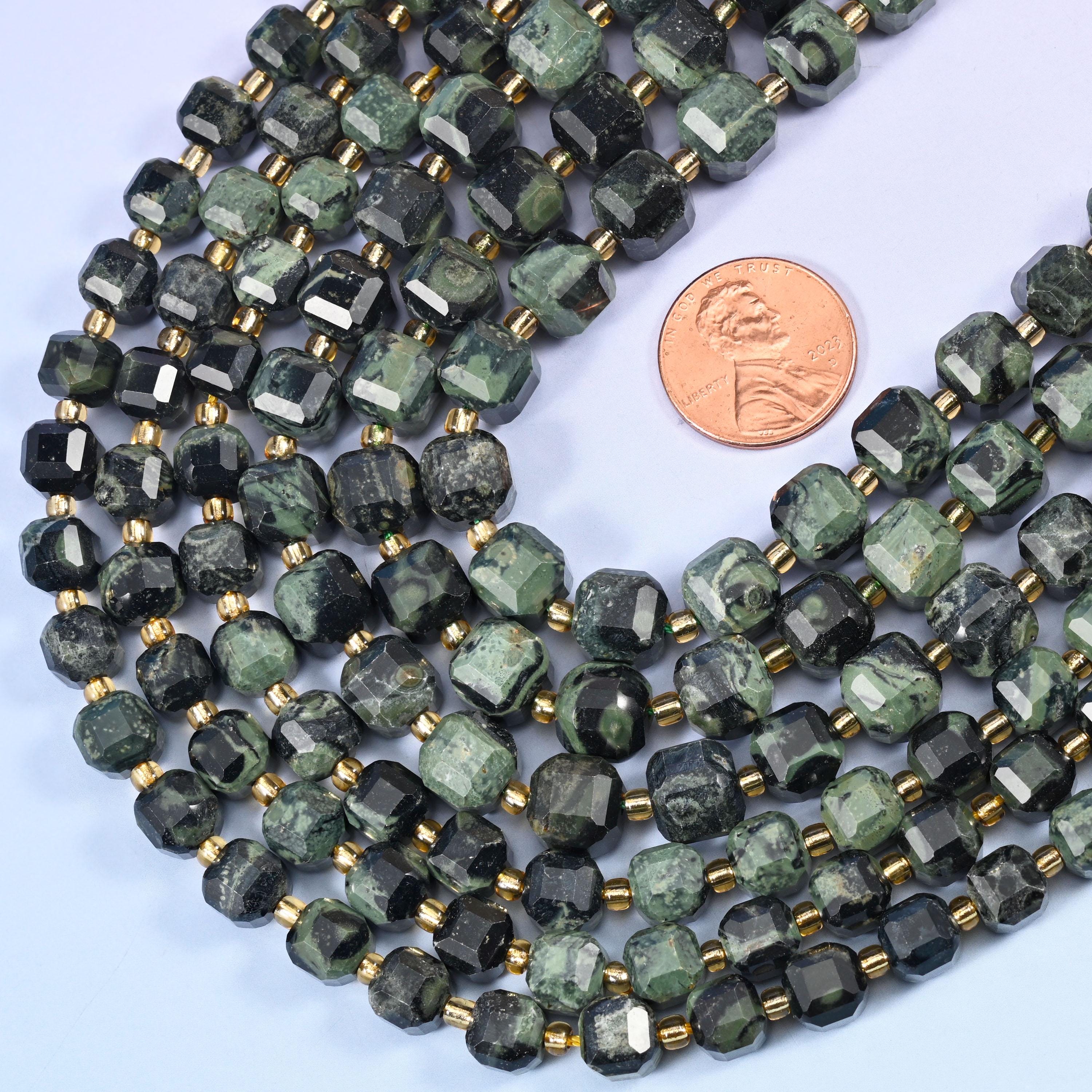 Kambaba Jasper Faceted Cube Beads: Size 6mm 8mm, Jewelry Making, 15 inch Strand