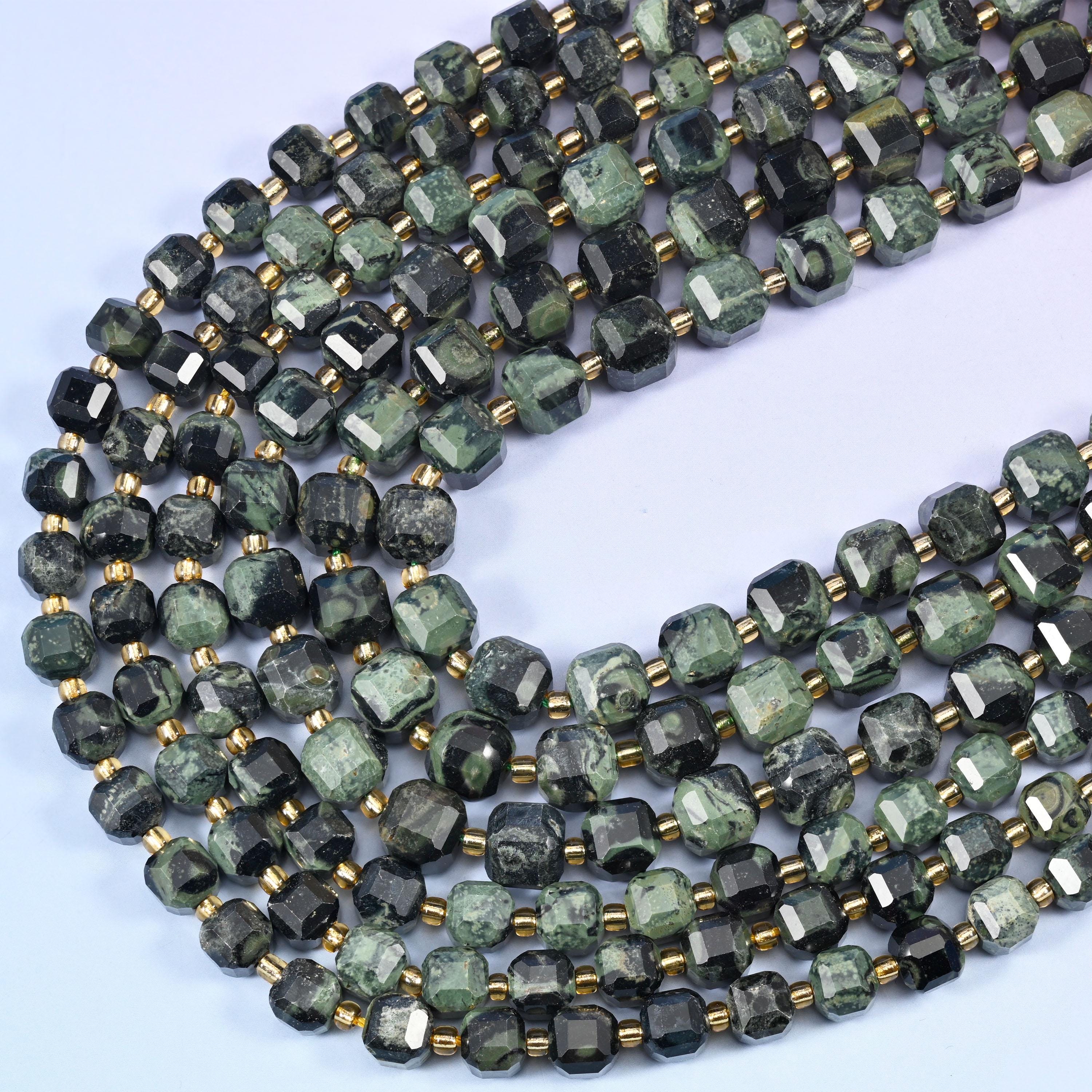 Kambaba Jasper Faceted Cube Beads: Size 6mm 8mm, Jewelry Making, 15 inch Strand
