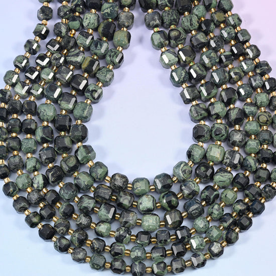 Kambaba Jasper Faceted Cube Beads: Size 6mm 8mm, Jewelry Making, 15 inch Strand