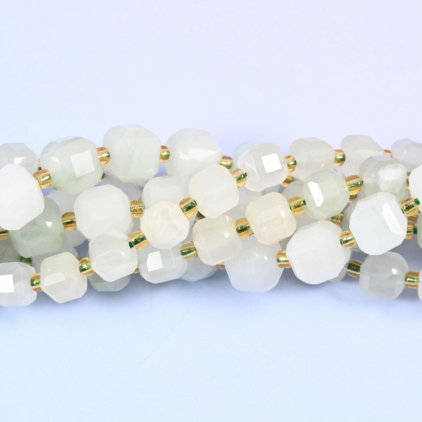 Tianshan Jade Faceted Cube Beads: Size 6mm 8mm, Jewelry Making, 15 inch Strand